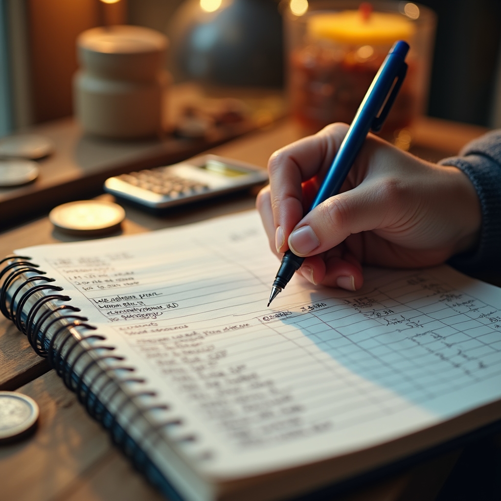 Simple handwritten sales tracking notebook used by a market vendor